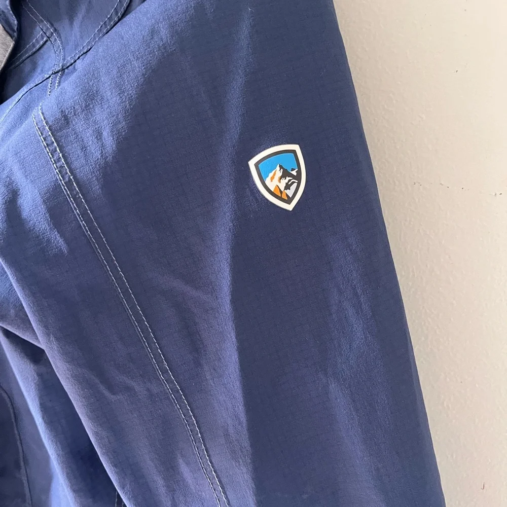 KUHL Jetstream Lightweight Trench Women’s Medium Navy Blue Hooded Rain Jacket - Picture 7 of 12